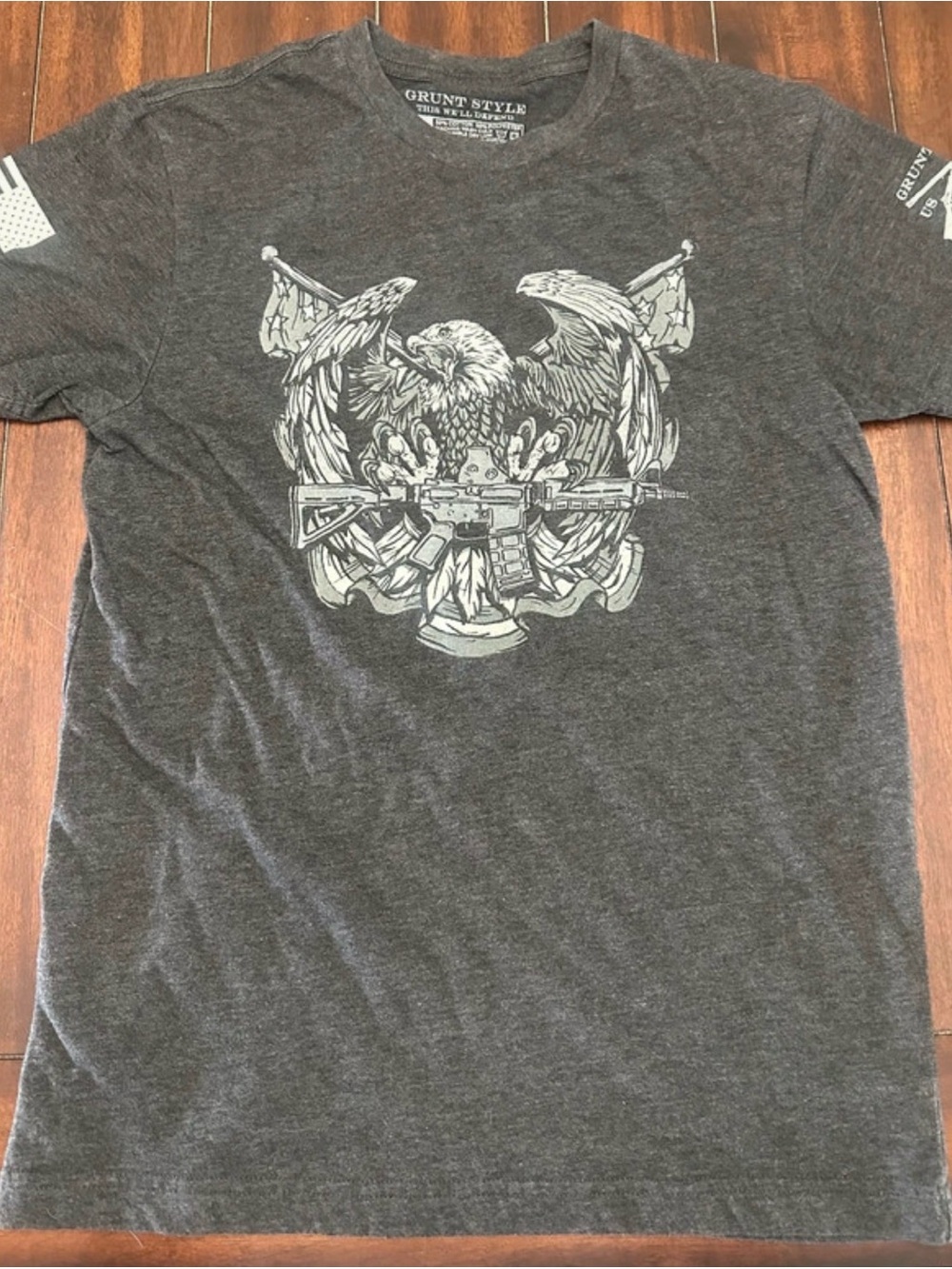 Grunt Style Men's Charcoal Eagle & Rifle Graphic Tee